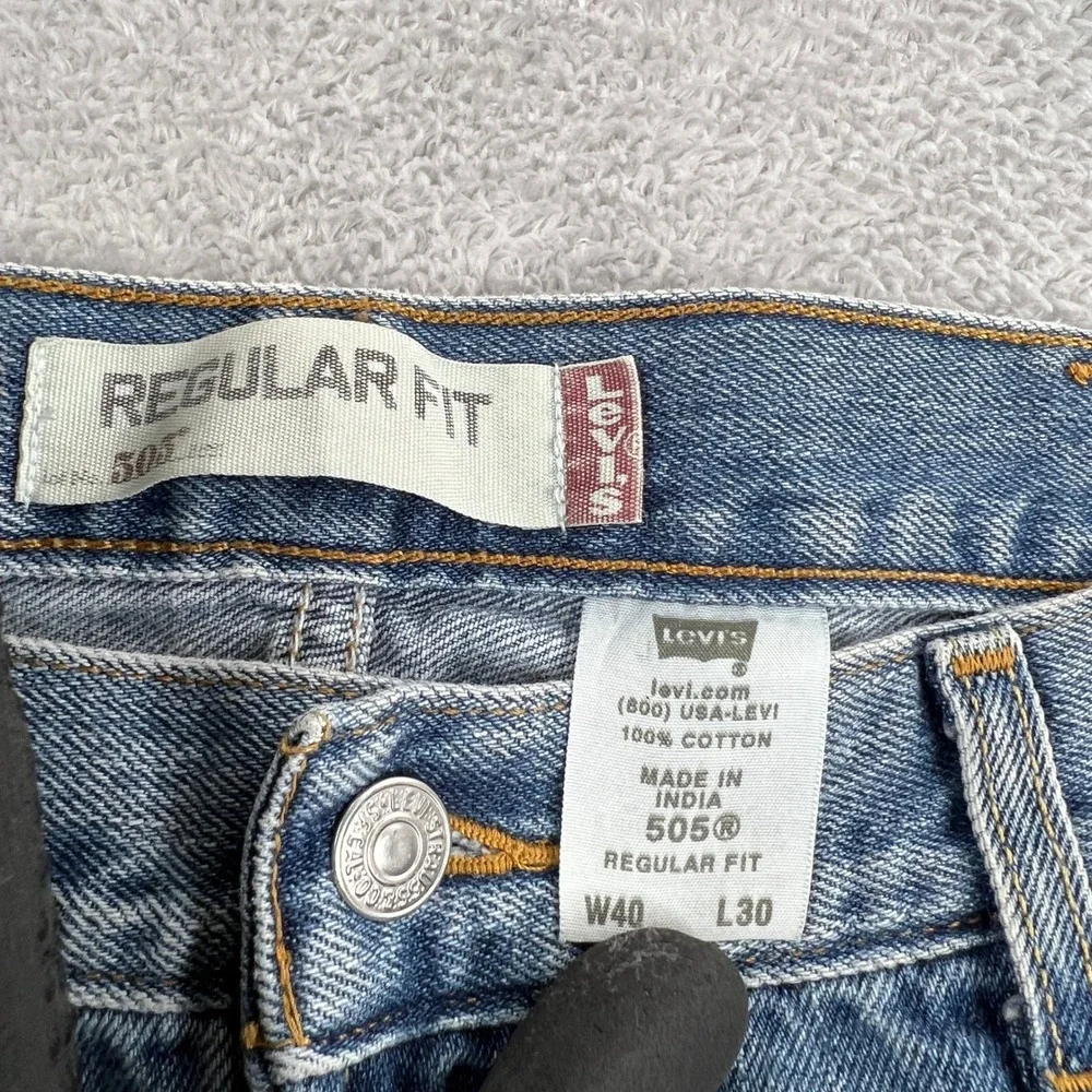 Vtg Levi's 505 Regular Fit Jeans 40x30 Blue Y2K Straight Leg Denim 100% Cotton